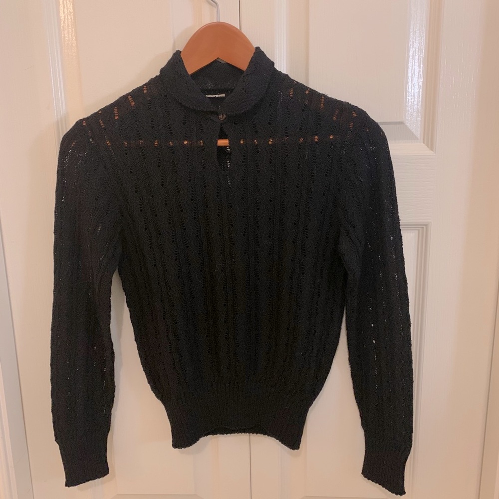 Vintage Black Open Knit Sweater
